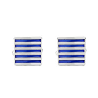Cufflinks Zinc Alloy Square platinum color plated for man & enamel & stripe nickel lead & cadmium free Sold By Pair