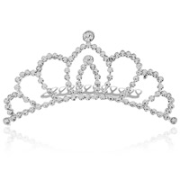 Bridal Tiaras Zinc Alloy platinum color plated for bridal & with rhinestone lead & cadmium free Sold By PC