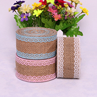 Burlap Ribbon, Linen, with Lace, more colors for choice, 50mm, Length:2 m, Sold By PC