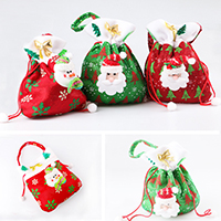 Christmas Gift Bag Non-woven Fabrics with Plush & Nylon Cord Christmas jewelry Sold By PC