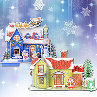 Fournitures de Noël, papier, avec EPS ( polystyrène expansible ), bâtiment, Bijoux de Noël & styles différents pour le choix, 280x210x12mm, Vendu par fixé