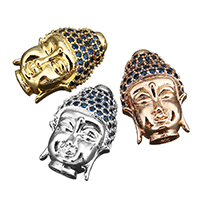 Buddhalainen helmet, Messinki, päällystetty, Micro Pave kuutiometriä zirkonia, enemmän värejä valinta, 12x18x6mm, Reikä:N. 2.5mm, 20PC/erä, Myymät erä