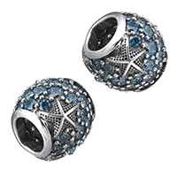 Thailand Sterling Silver European Bead Drum & without troll & with cubic zirconia Approx 4.5-5mm Sold By PC