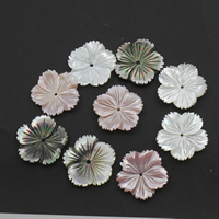 Naturlig Pink Shell Perler, med Hvid Lip Shell & Black Shell, Flower, forskellig størrelse for valg, 20x3mm, Hole:Ca. 1mm, 10pc'er/Bag, Solgt af Bag