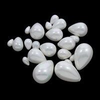Shell Pearl Bead, Teardrop, forskellig størrelse for valg & halv-boret, hvid, Hole:Ca. 1mm, 50pc'er/Bag, Solgt af Bag