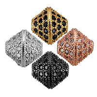 Kubisk Zirconia Micro Pave Messing Perler, forgyldt, Micro Pave cubic zirconia, flere farver til valg, 9x10x10mm, Hole:Ca. 1mm, 10pc'er/Lot, Solgt af Lot