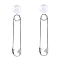 Zinc Alloy Drop Earrings with ABS Plastic stainless steel post pin platinum color plated lead & cadmium free Sold By Pair