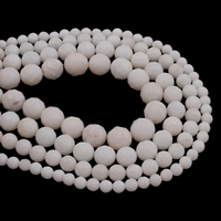 weiße Jade Perle, rund, verschiedene Größen vorhanden & facettierte, Bohrung:ca. 1mm, Länge ca. 15 ZollInch, verkauft von Tasche
