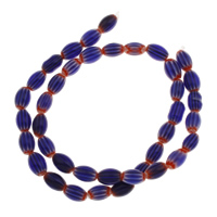 Handgemaakte Lampwork Beads, Plat Ovaal, 5.5x8.5mm, Gat:Ca 1mm, Ca 39pC's/Strand, Per verkocht Ca 13.5 inch Strand