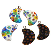 Millefiori Lampwork Pendant with zinc alloy bail handmade mixed colors Approx 2mm Sold By PC