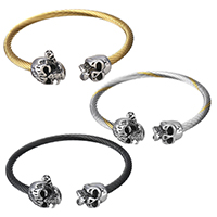 Stainless Steel Bangle Skull plated & for man & blacken 4mm Inner Approx Sold By PC