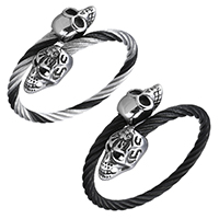 Stainless Steel Bangle Skull plated & for man & blacken 5mm Inner Approx 52mm Sold By PC
