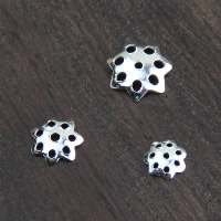 Perline a cappuccio in argento sterlina 925, 925 argento sterlina, Fiore, formato differente per scelta & cavo, Venduto da lotto
