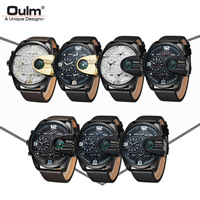 Oulm® Men Jewelry Watch PU Leather with zinc alloy dial & Glass plated with compass & for man & waterproof nickel lead & cadmium free Length Approx 8.6 Inch Sold By PC