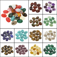 Gemstone Cabochons, Ædelsten, Flad Oval, forskellige materialer til valg, 18x25x6.5mm, 100pc'er/Bag, Solgt af Bag