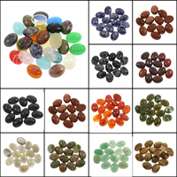 Pedras preciosas de cabochons , misto de pedras semi-preciosas, Oval achatado, materiais diferentes para a escolha, 15x20x6mm, 100PCs/Bag, vendido por Bag