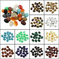 Gemstone díszítőszegecs, Drágakő, Lapos ovális, különböző anyagok a választás, 12x16x5mm, 100PC-k/Bag, Által értékesített Bag