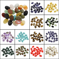 Gemstone Cabochons, Ædelsten, Flad Oval, forskellige materialer til valg, 10x14x5mm, 100pc'er/Bag, Solgt af Bag