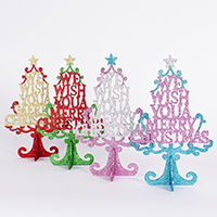 Christmas Decoration, Paper, Christmas Tree, Christmas jewelry & with letter pattern & colorful powder, more colors for choice, 350x220mm, Sold By PC
