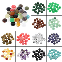 Gemstone Cabochons, Ædelsten, Flad Rund, forskellige materialer til valg, 14x5mm, 100pc'er/Bag, Solgt af Bag