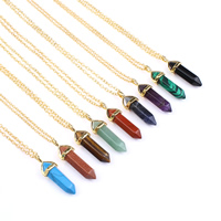 Natural Gemstone Necklace with Brass gold color plated oval chain & mixed 36- Length Approx 18 Inch Sold By Lot
