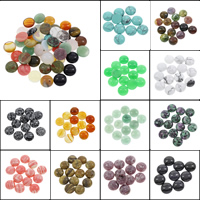 Gemstone Cabochons, Ædelsten, Flad Rund, forskellige materialer til valg, 16x6mm, 100pc'er/Bag, Solgt af Bag