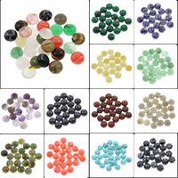 Gemstone Cabochons, Ædelsten, Flad Rund, forskellige materialer til valg, 12x5mm, 100pc'er/Bag, Solgt af Bag