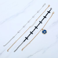 alliage de zinc Set de bracelet, Bracelet, avec Plastique ABS perle, Placage, émail & mélangé, sans plomb et cadmium, 150mm-190mm, Longueur Environ 5.5-7 pouce, 4Strandstoron/fixé, Vendu par fixé