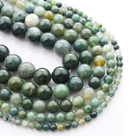 Natürliche Moos Achat Perlen, rund, verschiedene Größen vorhanden, verkauft per ca. 15 ZollInch Strang