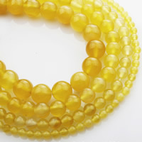 Perline Agata in giallo naturale, agata gialla, Cerchio, formato differente per scelta, Venduto per Appross. 15 pollice filo