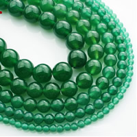 Természetes zöld achát gyöngyök, Kerek, különböző méretű a választás, Naponta eladott Kb 15 inch Strand