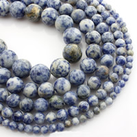 Blauer Tupfen Stein Perlen, blauer Punkt, rund, natürlich, verschiedene Größen vorhanden, verkauft per ca. 15 ZollInch Strang