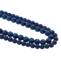 Kristall-Perlen, Kristall, rund, plattiert, verschiedene Größen vorhanden & satiniert, Crystal Bermuda Blue, Bohrung:ca. 1mm, verkauft per ca. 15.5 ZollInch Strang