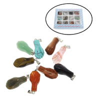 Gemstone Pendants Jewelry with Zinc Alloy Hand  Approx 2mm Sold By Box