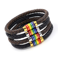 Unisex Bracelet Cowhide stainless steel magnetic clasp plated braided bracelet & enamel nickel lead & cadmium free Sold Per Approx 8.6 Inch Strand