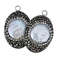 Freshwater Pearl Pendants with Rhinestone Clay Pave with rhinestone & mixed Approx 2mm Sold By Lot