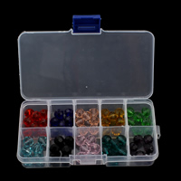 Kristal kralen, met Plastic Box, 10x9mm, 130x69x22mm, Binnendiameter:Ca 1.5mm, Verkocht door box