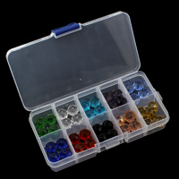 Kristalli helmiä, kanssa Muovinen laatikko, 12x9mm, 130x69x22mm, Sisäläpimitta:N. 1.5mm, Myymät laatikko