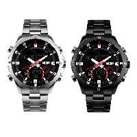 SKmei® Reloj para hombre, acero inoxidable, con dial de aleación de cinc & Vidrio, chapado, 30M resistente al agua & ajustable & LED, más colores para la opción, 49x51x16mm, longitud aproximado 10 Inch, Vendido por UD