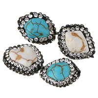 Turquoise Beads Natural Turquoise with Rhinestone Clay Pave with rhinestone 12-14x15.5-16.5x9-10mm Approx 1mm Sold By Lot