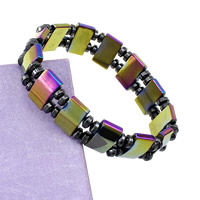 Niet-magnetische Hematiet Armband, kleurrijke vergulde, 10x17x5mm, Lengte Ca 9 inch, 20strengen/Lot, Verkocht door Lot