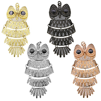 Cubic Zirconia Micro Pave Brass Pendant with Cats Eye Owl plated micro pave cubic zirconia Approx 5.5mm Sold By Lot
