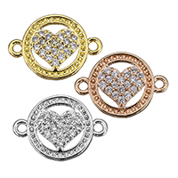 Cubic Zirconia Micro Pave Brass Connector Flat Round plated micro pave cubic zirconia & 1/1 loop Approx 1mm Sold By Lot