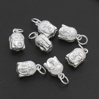 Buddhistiske perler, Messing, med Tredive procent sliver, Buddha, sølvfarvet forgyldt, nikkel, bly & cadmium fri, 9x14x7mm, Hole:Ca. 3mm, Solgt af PC