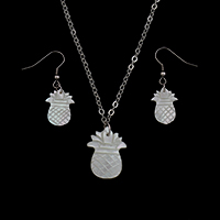 Shell Jewelry Sets earring & necklace with Iron with 5cm extender chain Pineapple platinum color plated Approx 0.8mm Length Approx 18 Inch Sold By Set