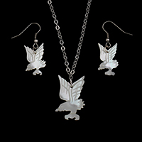 Shell Jewelry Sets earring & necklace with Iron with 5cm extender chain eagle platinum color plated Approx 0.8mm Length Approx 18 Inch Sold By Set