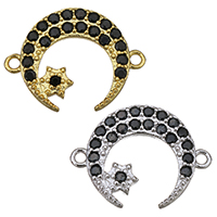 Cubic Zirconia Micro Pave Brass Connector Moon and Star plated micro pave cubic zirconia & 1/1 loop Approx 1.5mm Sold By Lot