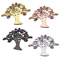 Cubic Zirconia Micro Pave Brass Connector Tree plated micro pave cubic zirconia & 1/1 loop & hollow Approx 0.5mm Sold By Lot