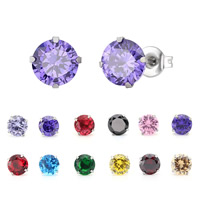 Cubic Zircon (CZ) Stud Earring Stainless Steel plated with cubic zirconia 5mm Sold By Bag
