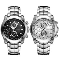 CURREN® zegarek Biżuteria, Stop cynku, ze Szkło, Powlekane, dla człowieka & wodoodporne, dostępnych więcej kolorów, 33x10mm, 20mm, długość około 9.4 cal, sprzedane przez PC